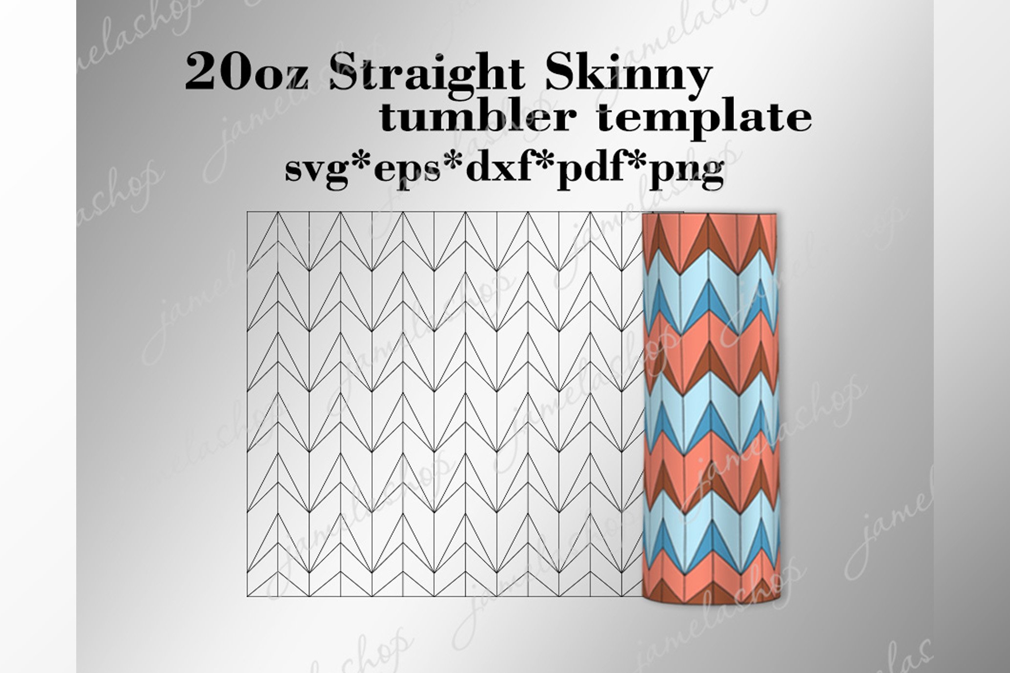 Zig Zag Diagonal Chevron SVG for 20oz Skinny Tumbler.