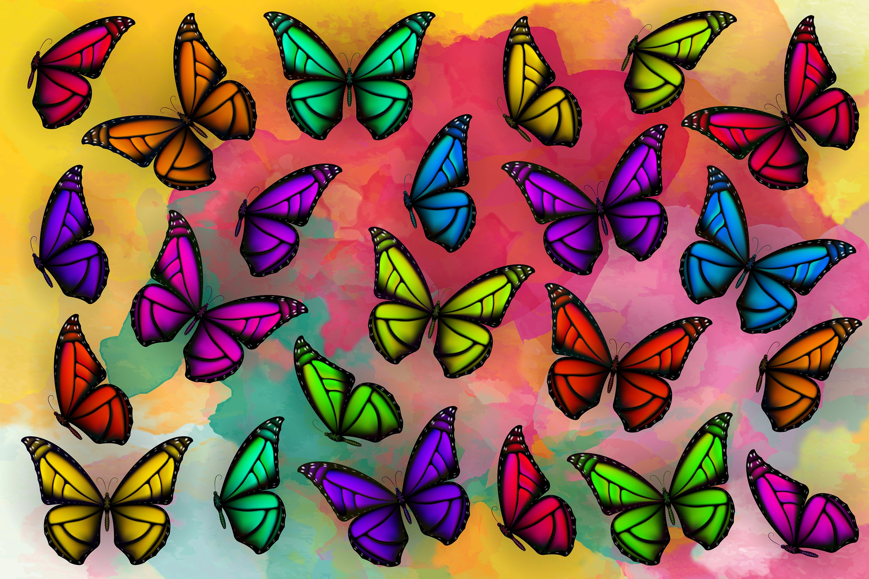 Set of colorful butterflies clipart (110845) | Illustrations | Design