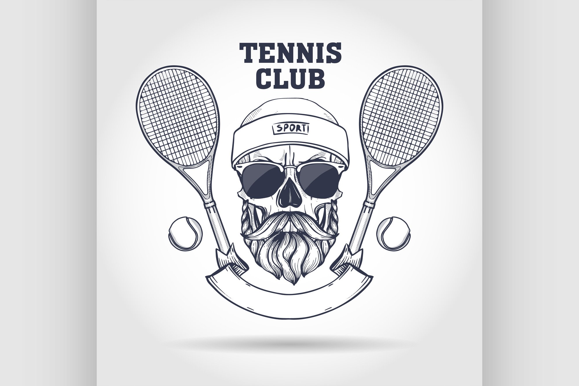 Skull with tennis racquets (847775) Illustrations Design Bundles