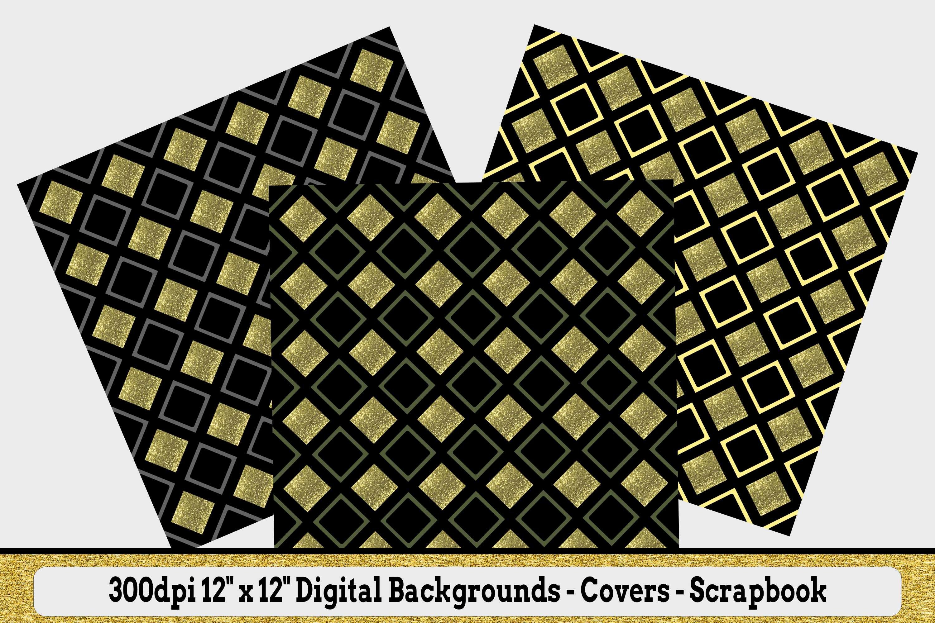 12 Seamless Pattern - 12' x 12' Black and Gold Diamond Set (624175 ...