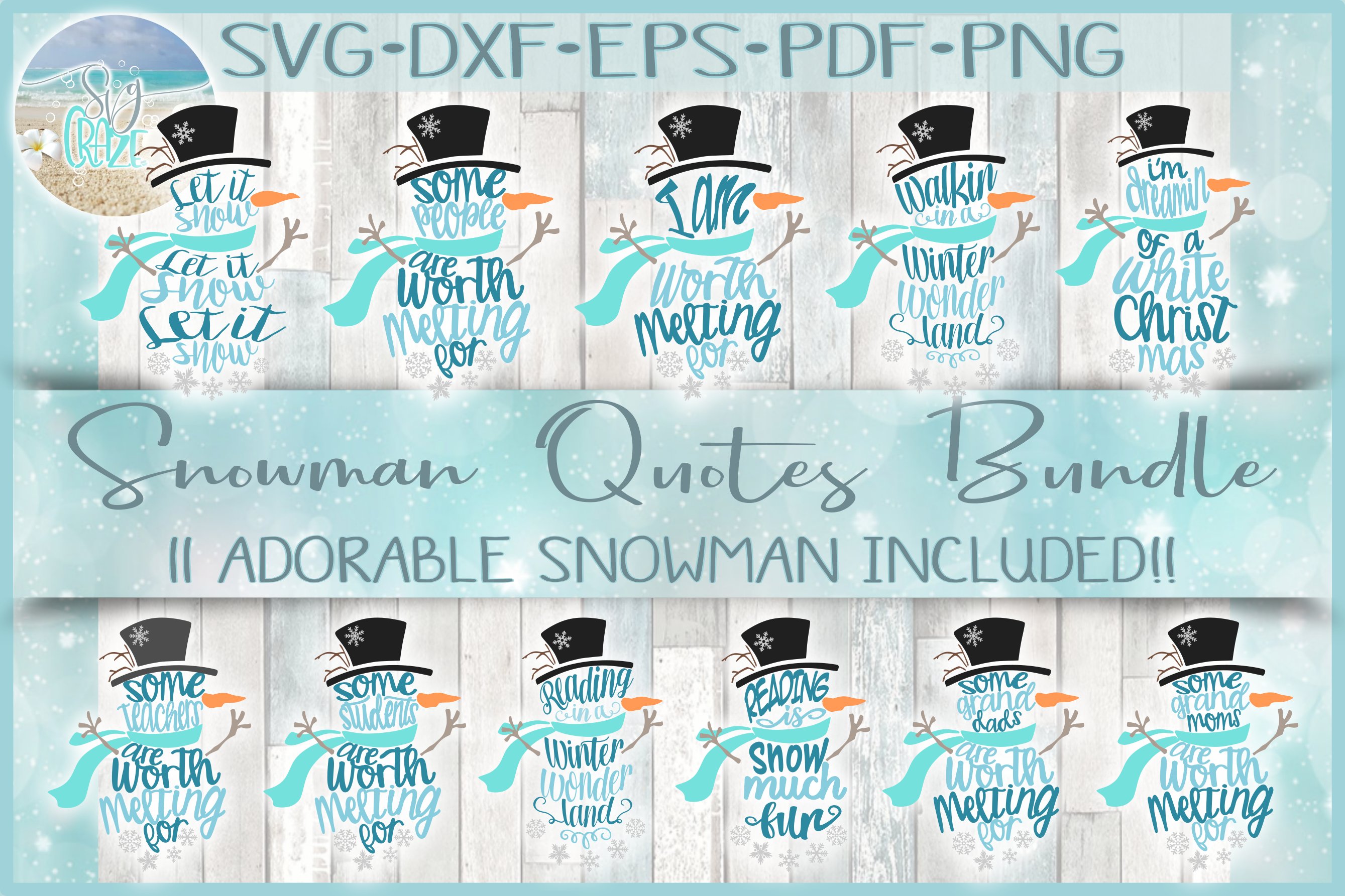 Snowman Quotes Bundle SVG (144005) SVGs Design Bundles