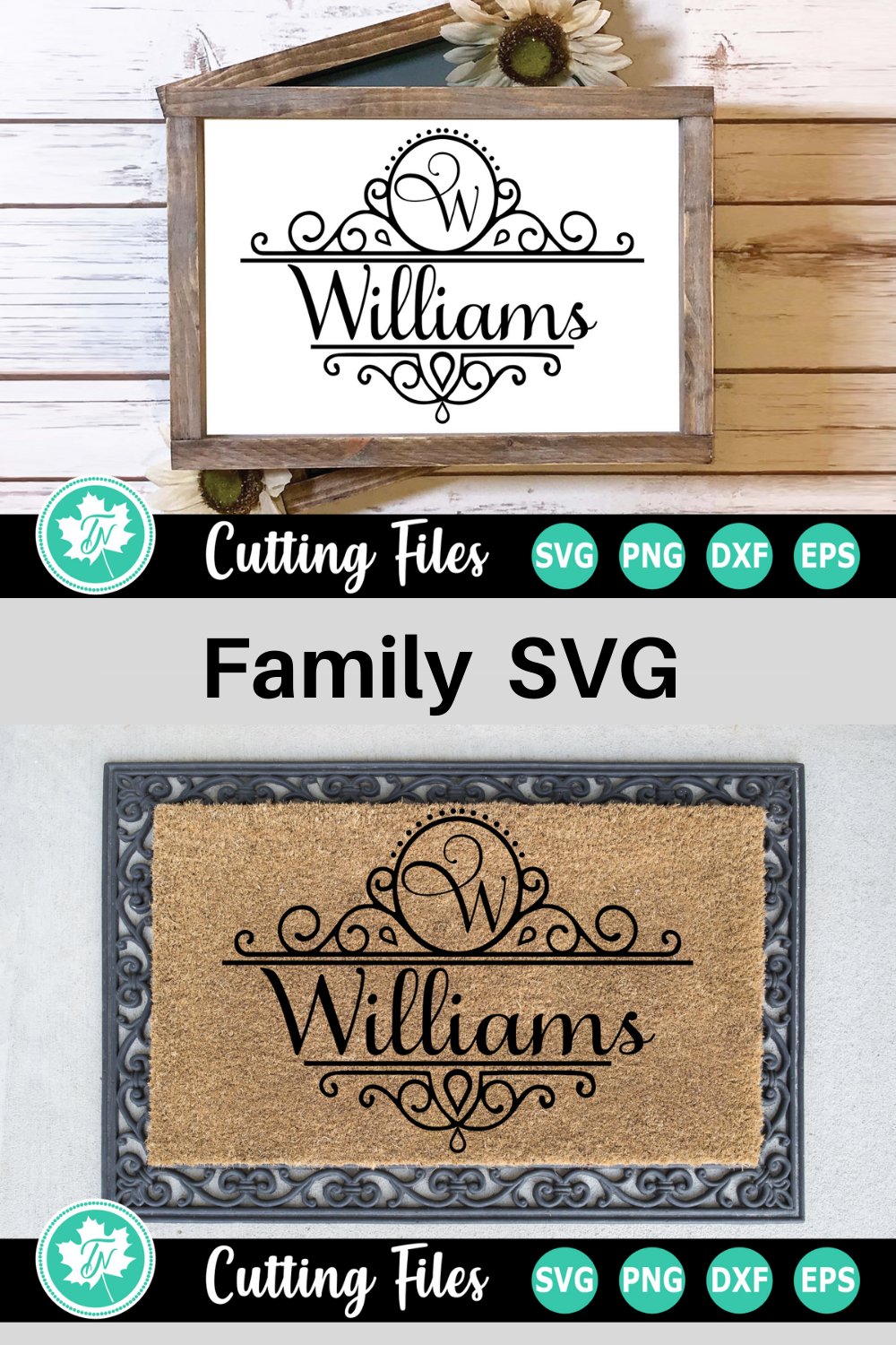 Download Split Name Monogram Sign - A Family SVG Cut File (261785 ...