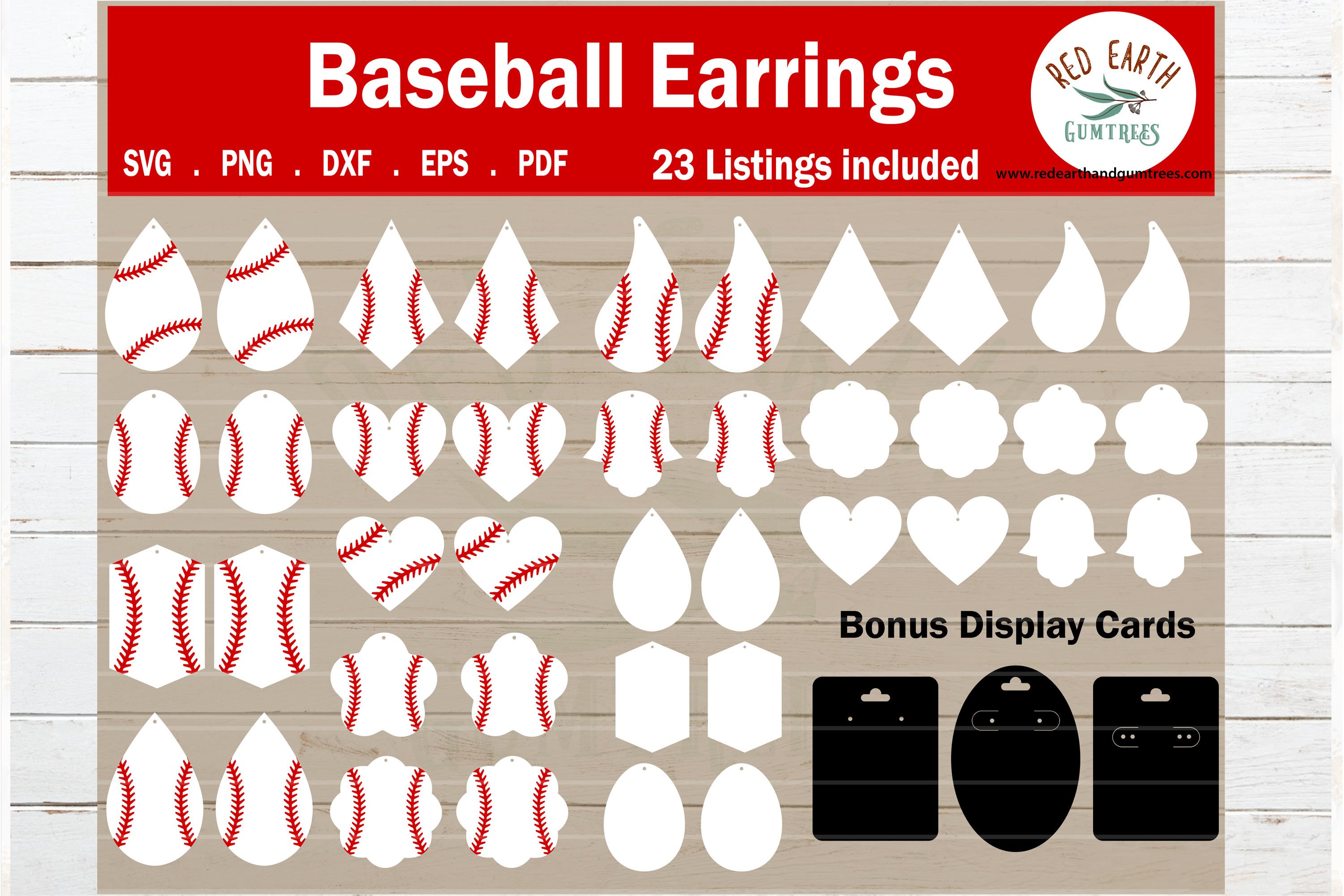 Baseball earrings template with display card SVG,PNG,DXF,EPS (530858