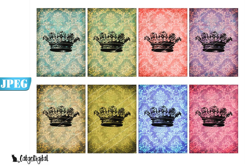 Junk Journal Elements Alpha Card ATC Printable ATC Cards Instant Download