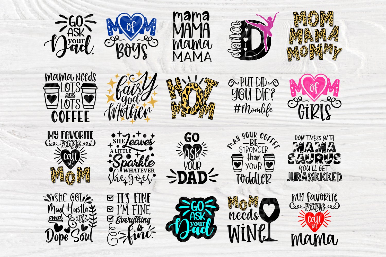 Funny Mom Shirt SVG Bundle, Mom Quotes, Svg Cut Files (556190) Cut