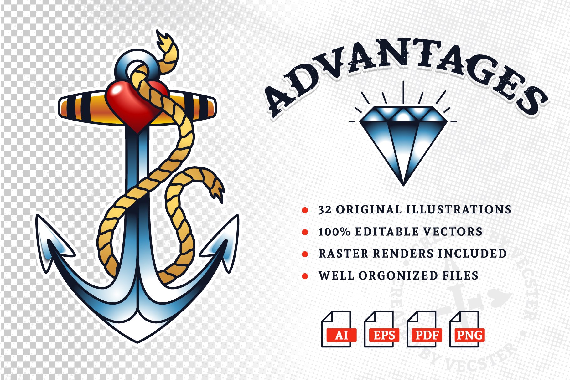 Traditional Tattoo Vector Pack (847315) | Illustrations | Design Bundles