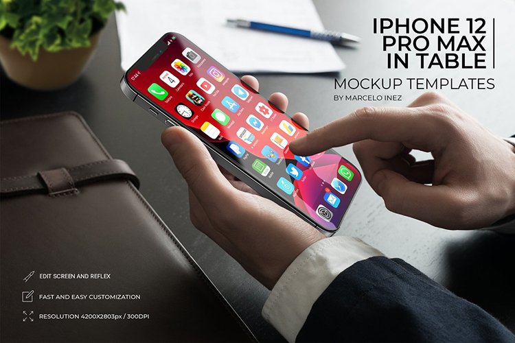 iPhone 12 Pro Max in Table Mockup