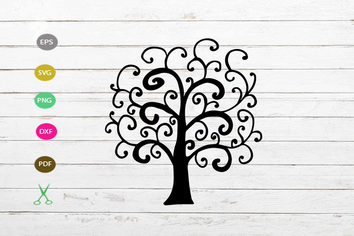 Abstract Tree Dxf Drawing & Illustration WD-247 tree silhouette Cut File for Cricut ...