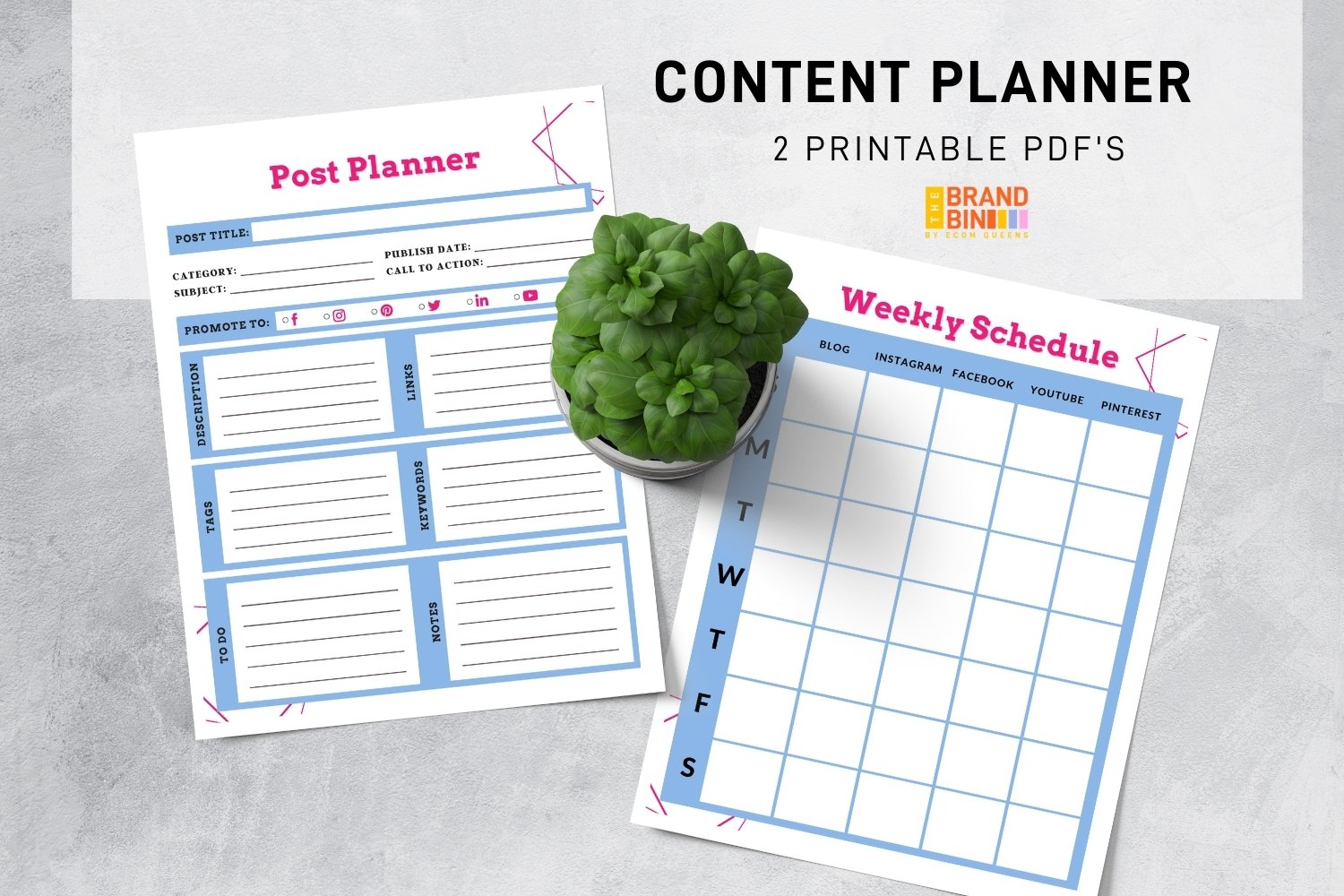 Content Planner Printable - Social Media Planning Template