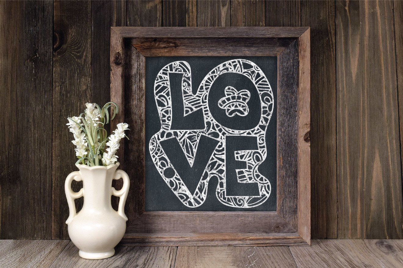 Love Mandala SVG Cut File | Zentangle SVG (843092) | SVGs | Design Bundles