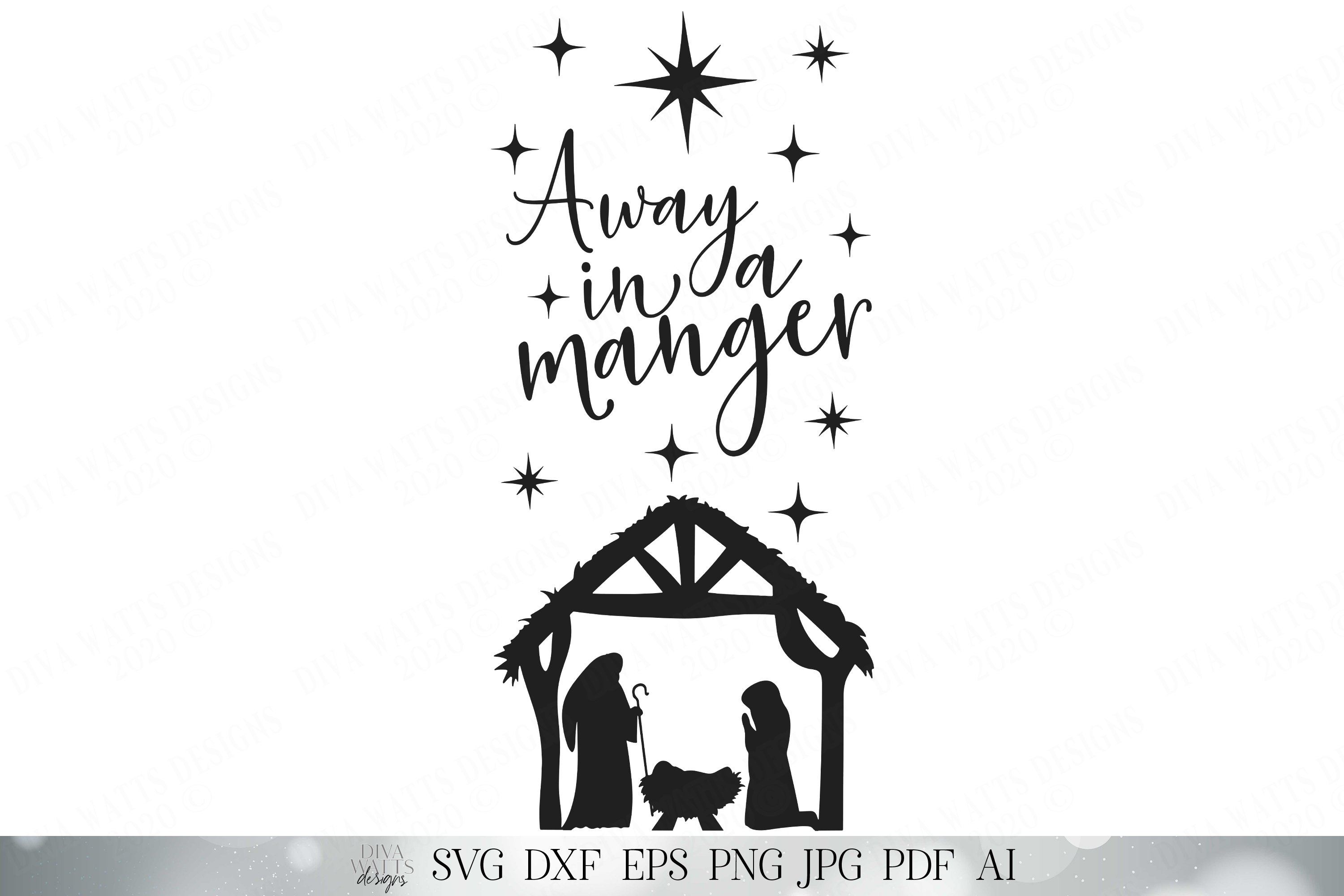 Away In A Manger- Christmas Cutting File - Nativity - Jesus (384342 ...