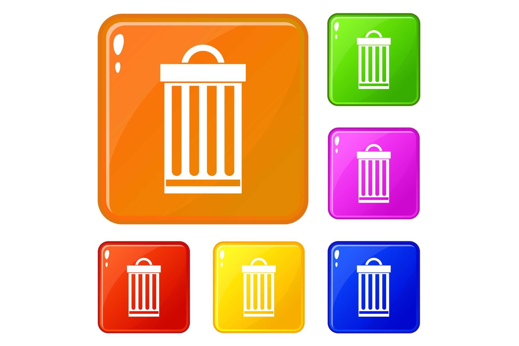 Trash can icons set vector color (526793) Icons Design Bundles