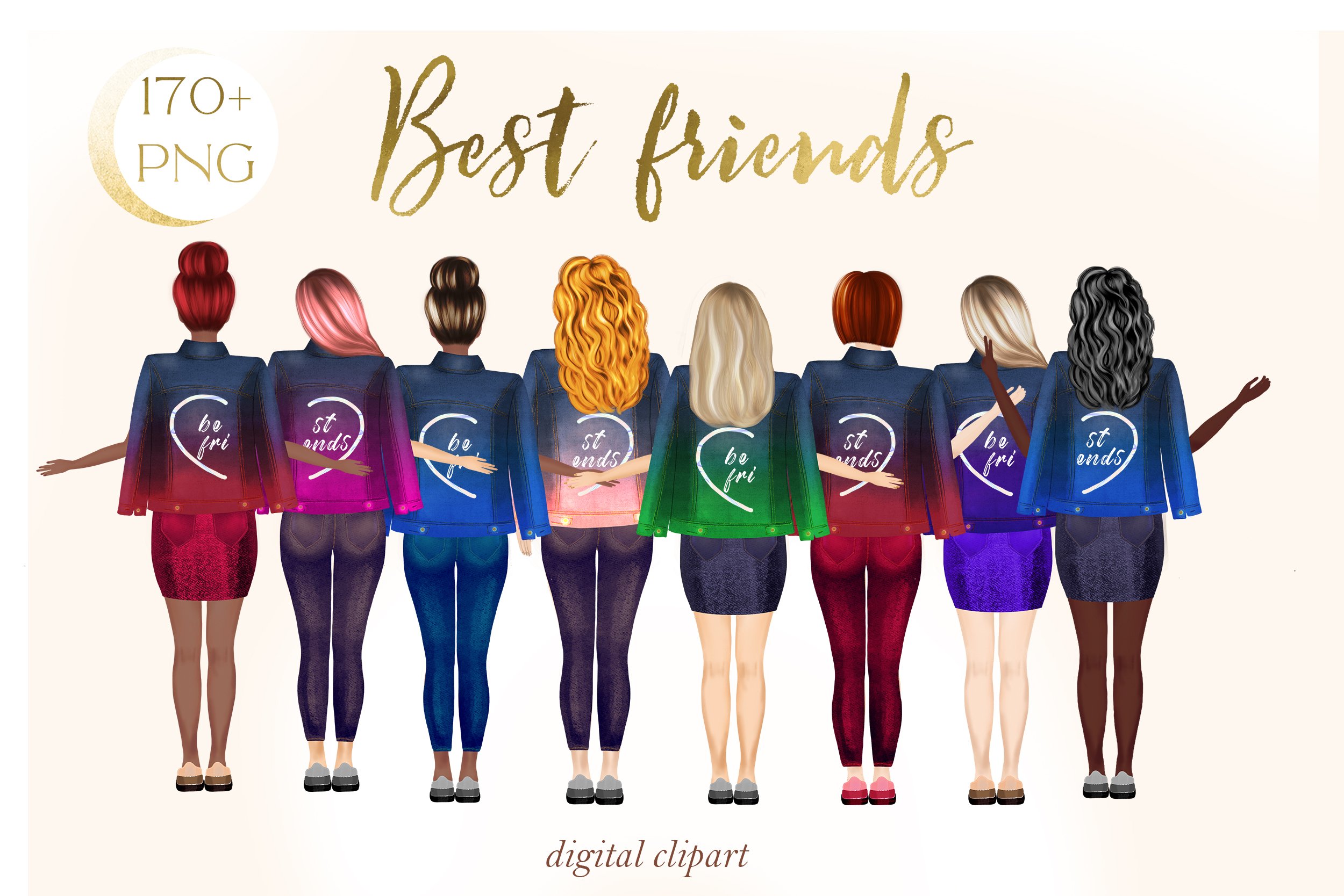 Best Friend Clipart, Soul Sisters, DIY portrait, Sublimation