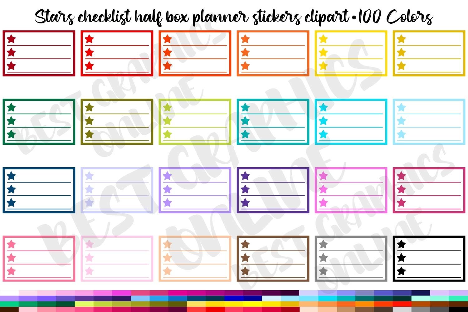 Download 100 Notes Half Box Planner Stickers Clip Art Stars Checklist 824437 Illustrations Design Bundles