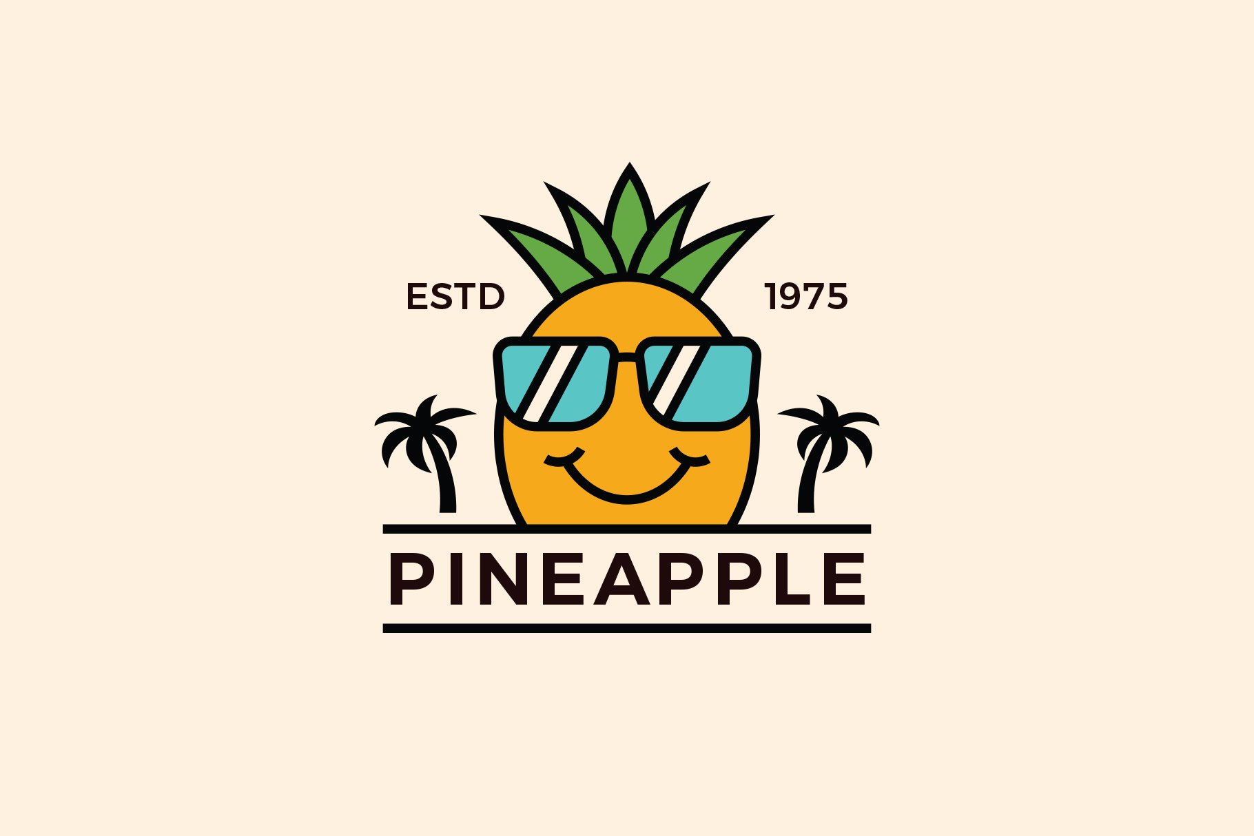 Cool Pineapple Summer Modern Logo Template