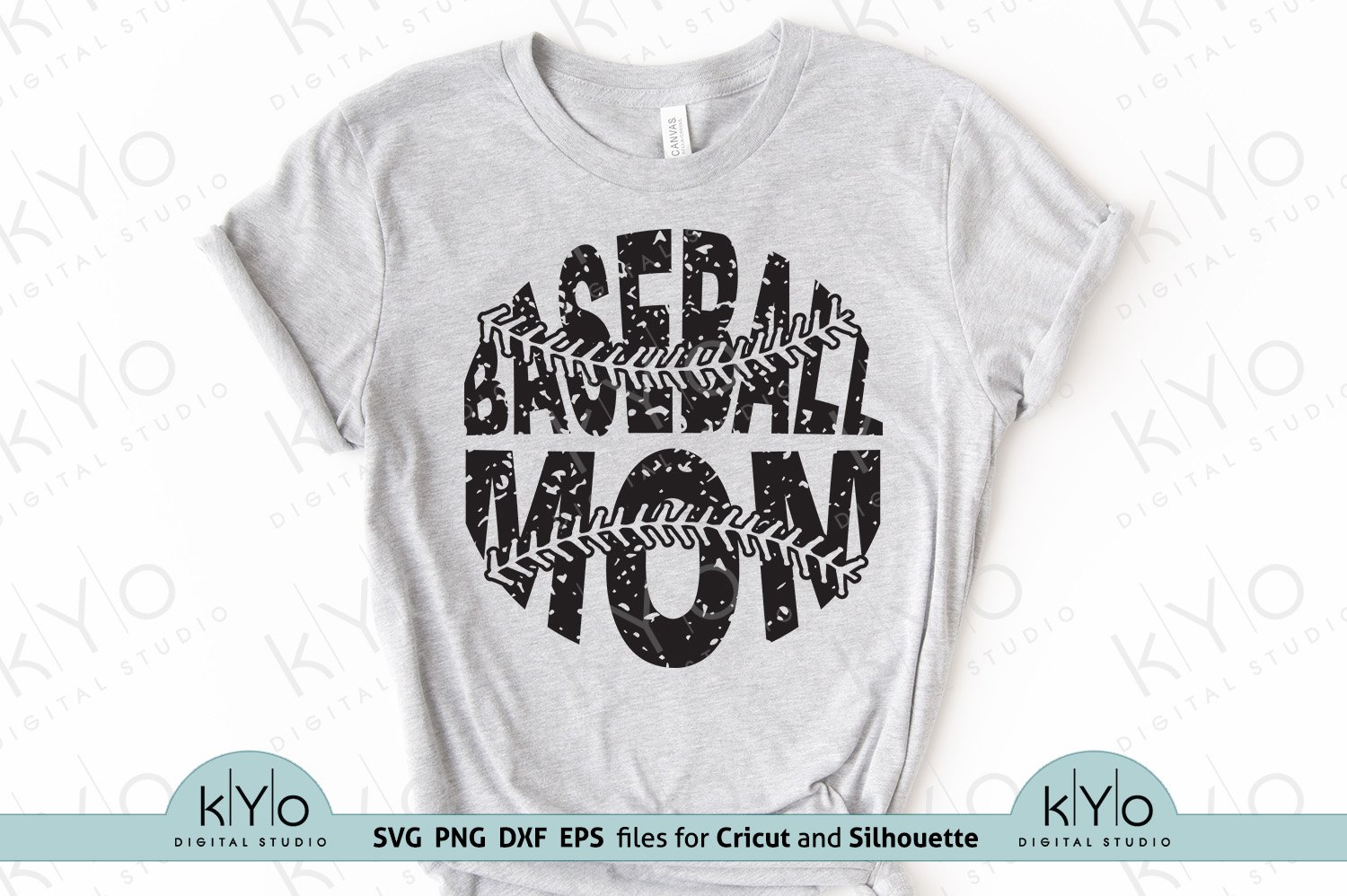 Distressed Baseball MOM shirt design svg png dxf files (63662) | Cut