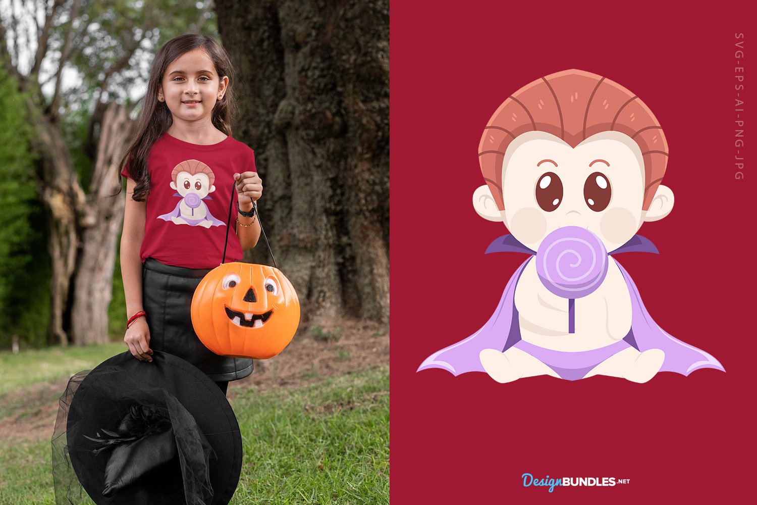 Baby Dracula Eating Lollipop illustration