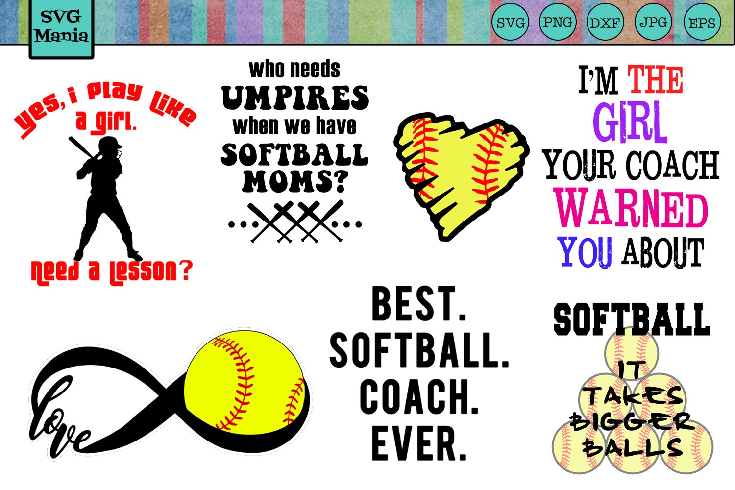 Funny Softball Svg File Bundle Softball Mom Softball Coach 105937 Svgs Design Bundles