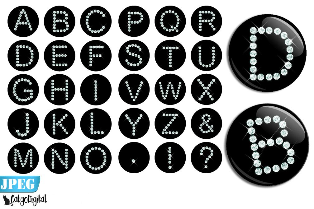 diamond monogram bling alphabet circle printable images