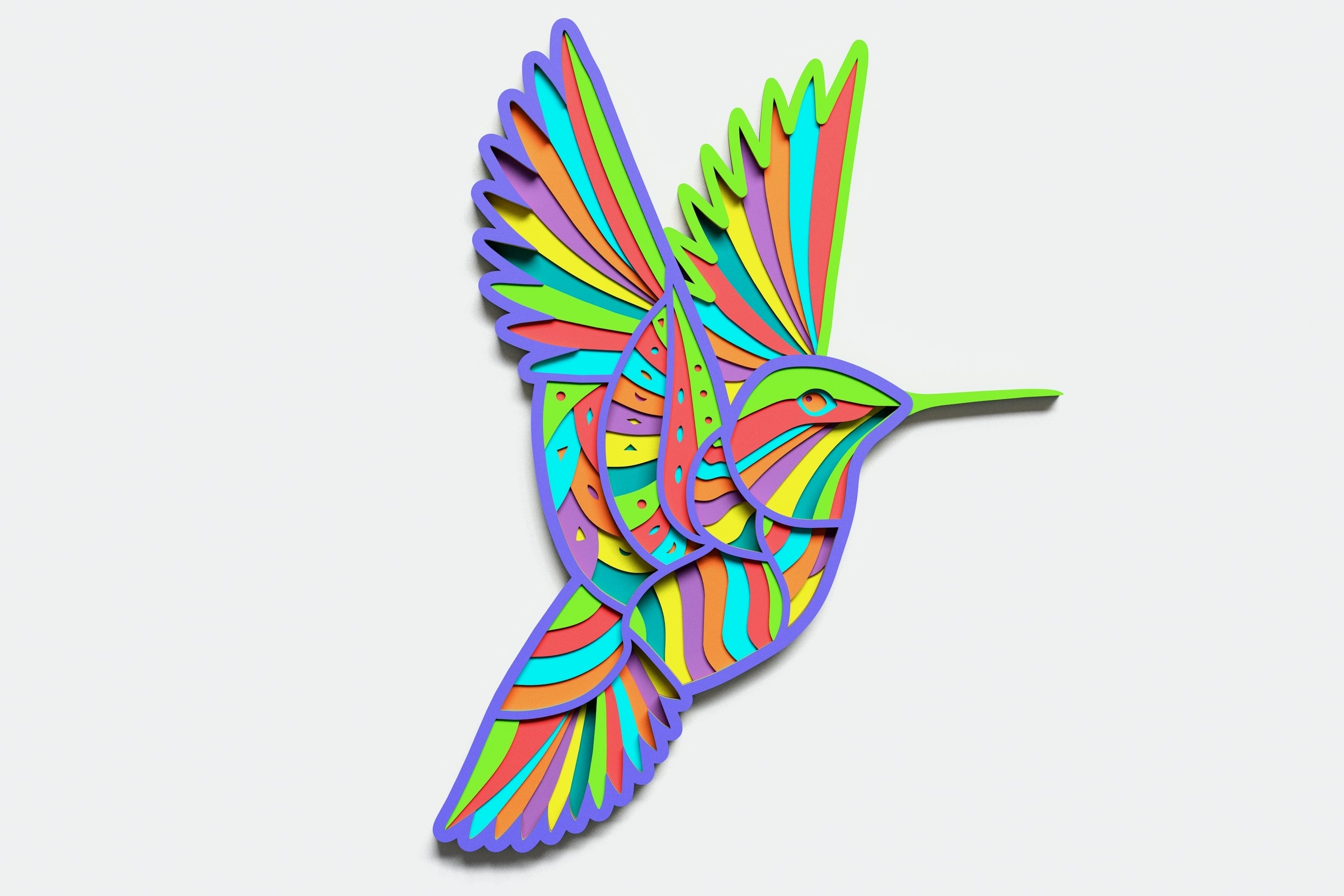 Multilayer Hummingbird Mandala, Vector file for cutting (856884