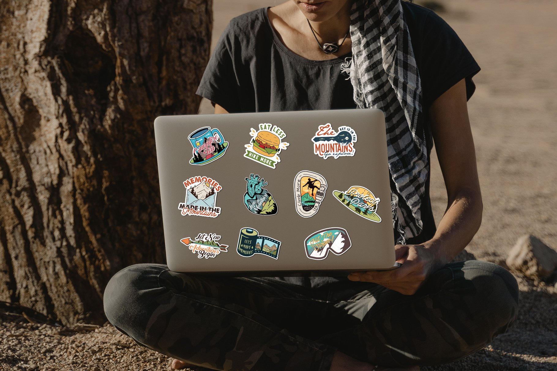 Outdoor Stickers Bundle Adventure Stickers Print & Cut (1082876