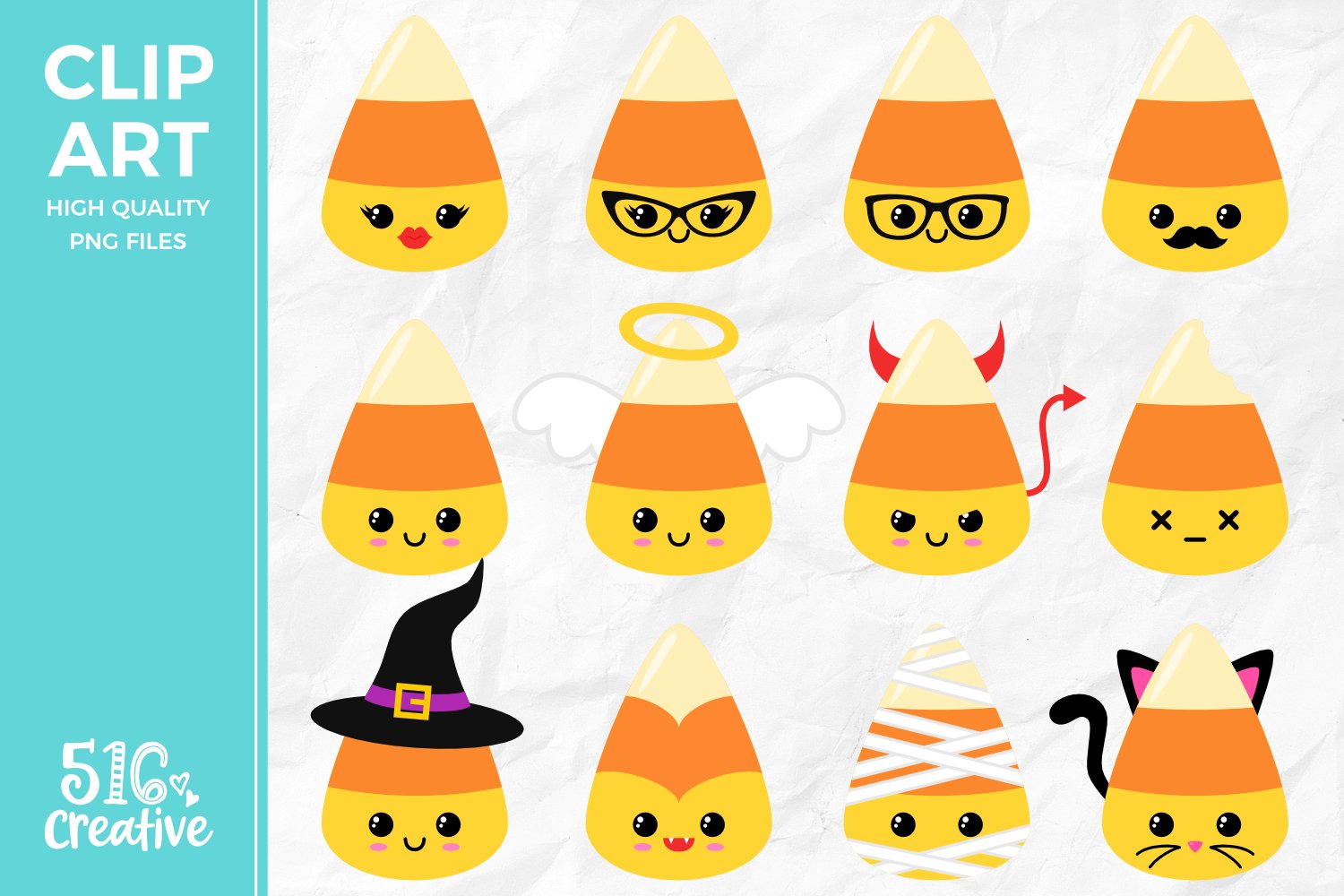 Kawaii Candy Corn Clipart Illustration PNG (314706) Illustrations