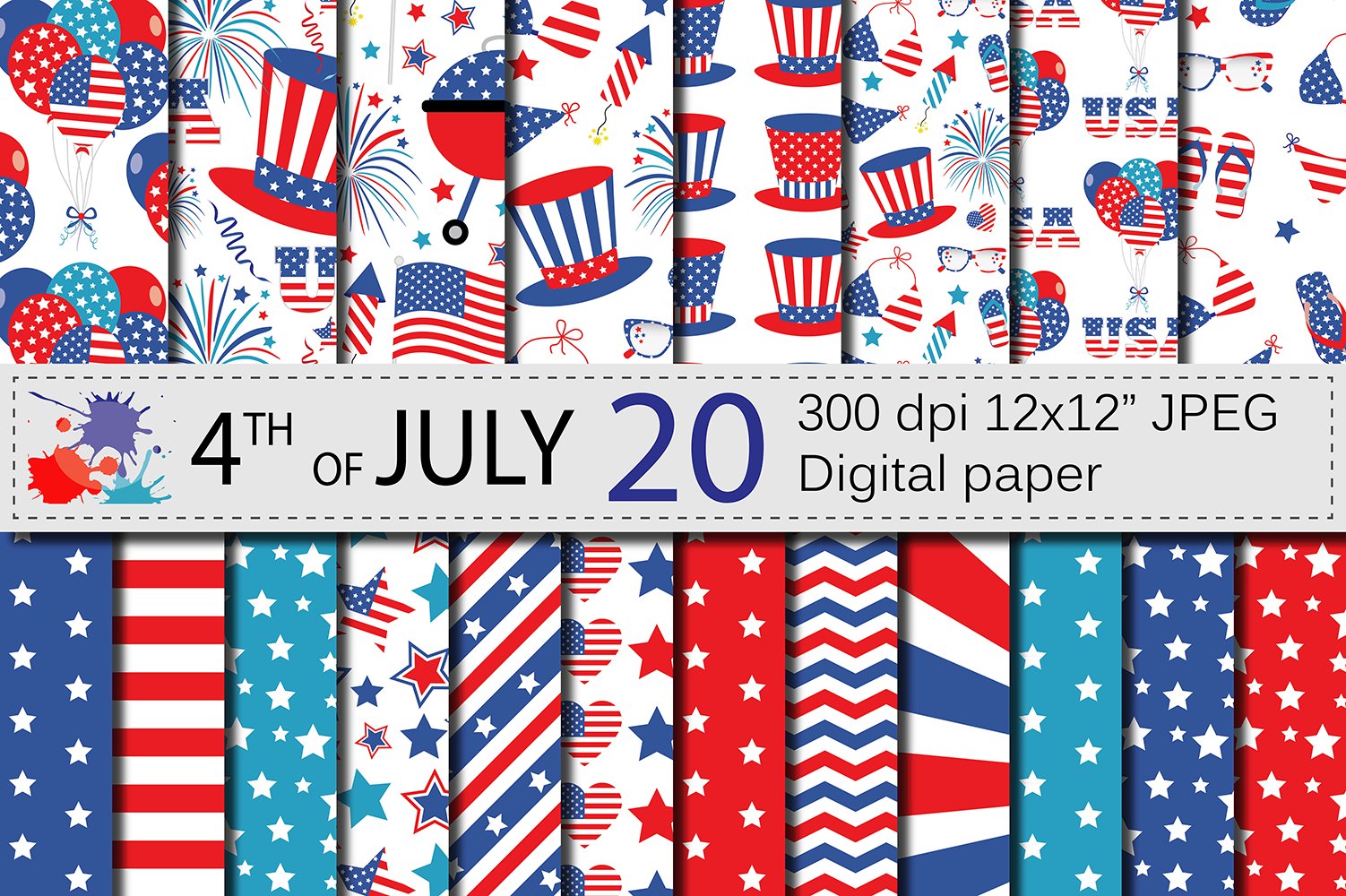 4th of July Digital Paper / USA Independence Day backgrounds / American