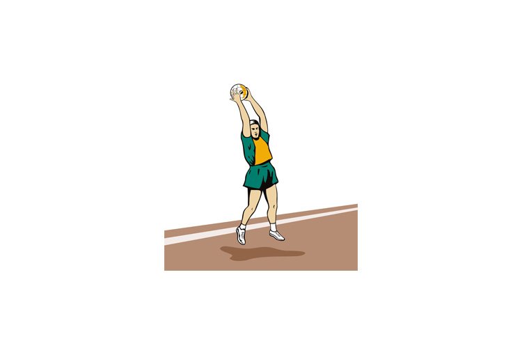 Netball Player Rebounding (333700) | Illustrations | Design Bundles
