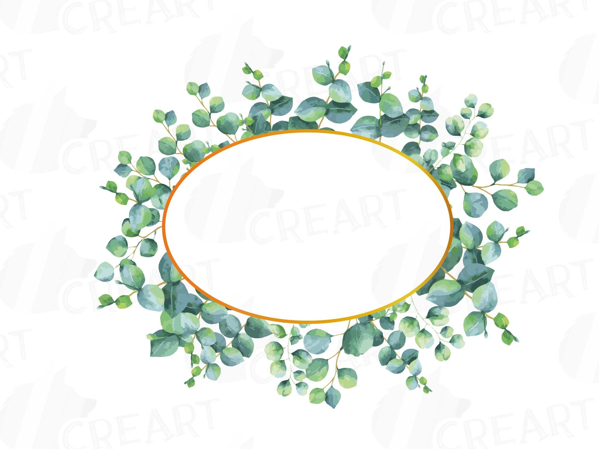 Eucalyptus frames watercolor clip art pack, Eucalyptus leaves design ...