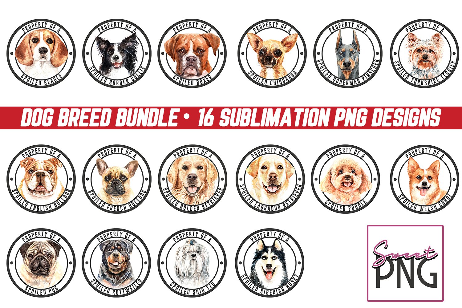 Dog PNG Print Files For Sublimation Blanks Dog Png BUNDLE Art ...