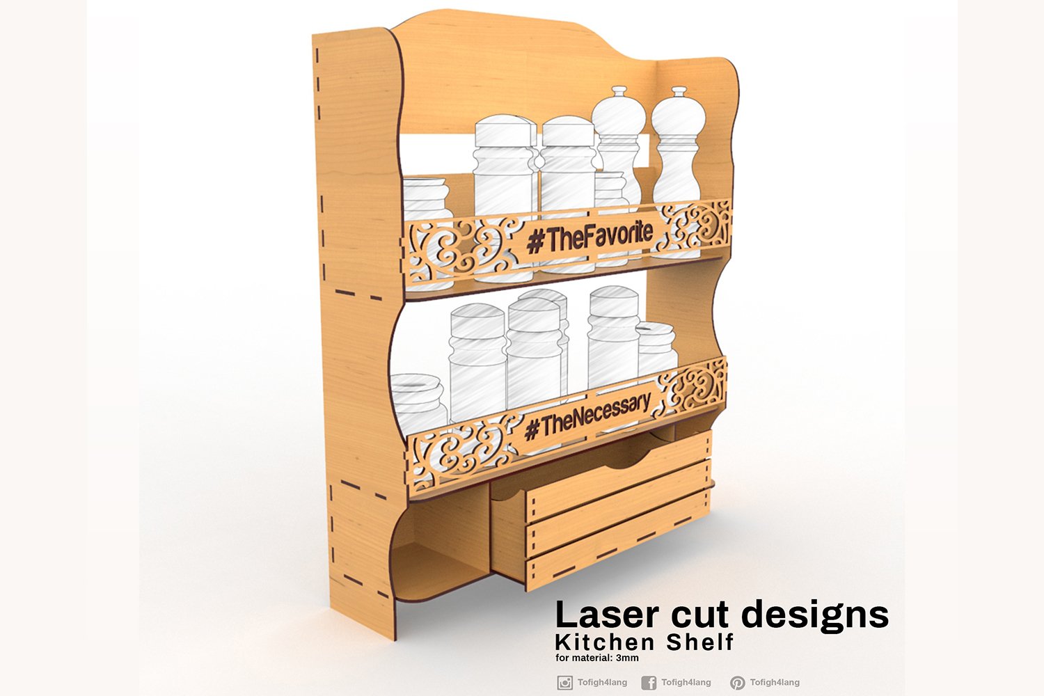 Kitchen shelf Laser cutting File (483203) Laser Engraving Design