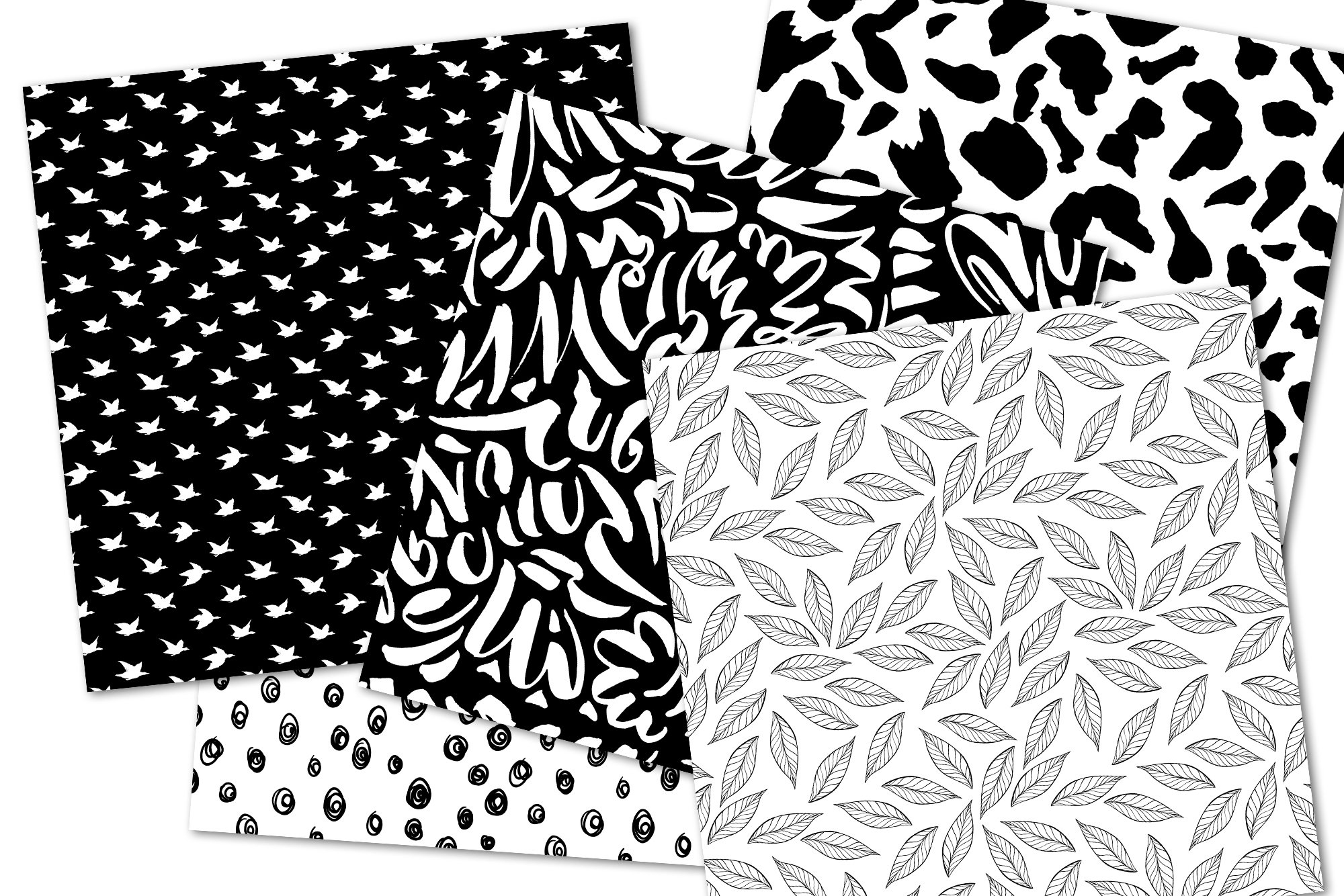 Cute Black and White Digital Paper, Modern Valentine Pattern (1143892 ...