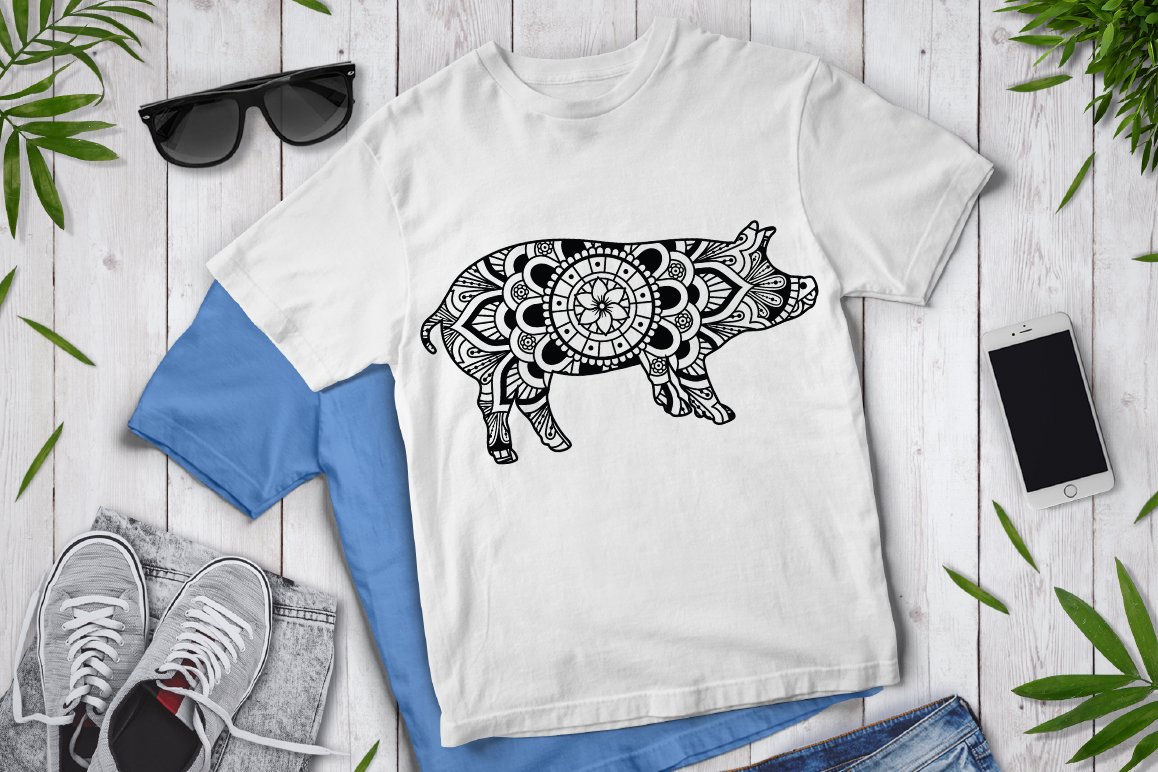 Pig Mandala SVG, Piglet Mandala, Pig Clipart, Farm Animal. (518887