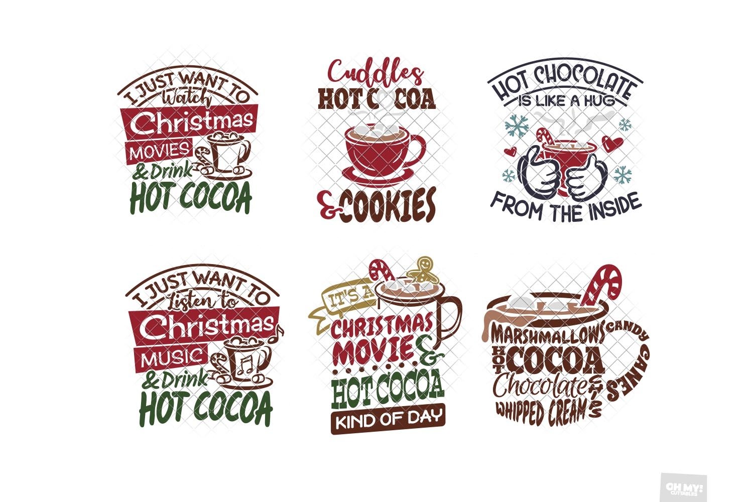 Hot Chocolate SVG Cocoa Bar Christmas with PNG, DXF, EPS, image size:1500x1000