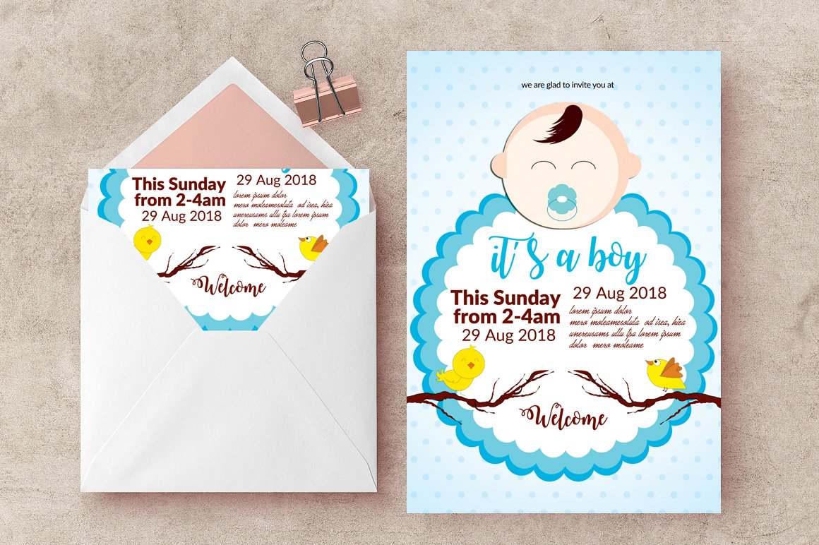 Baby Shower Announcement Invitation Templates (99336) Card Making Design Bundles