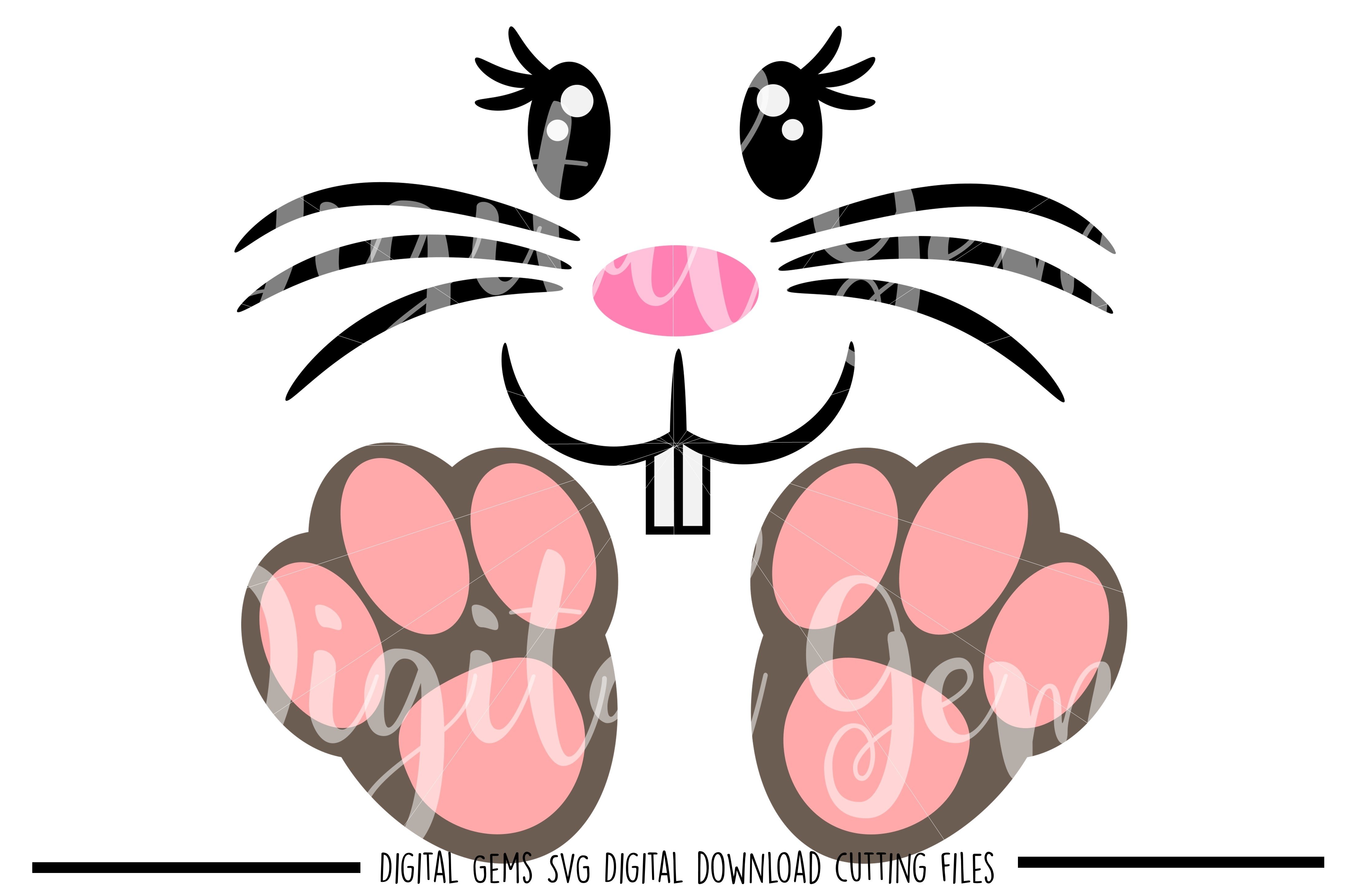Rabbit face and feet SVG / PNG / EPS / DXF files