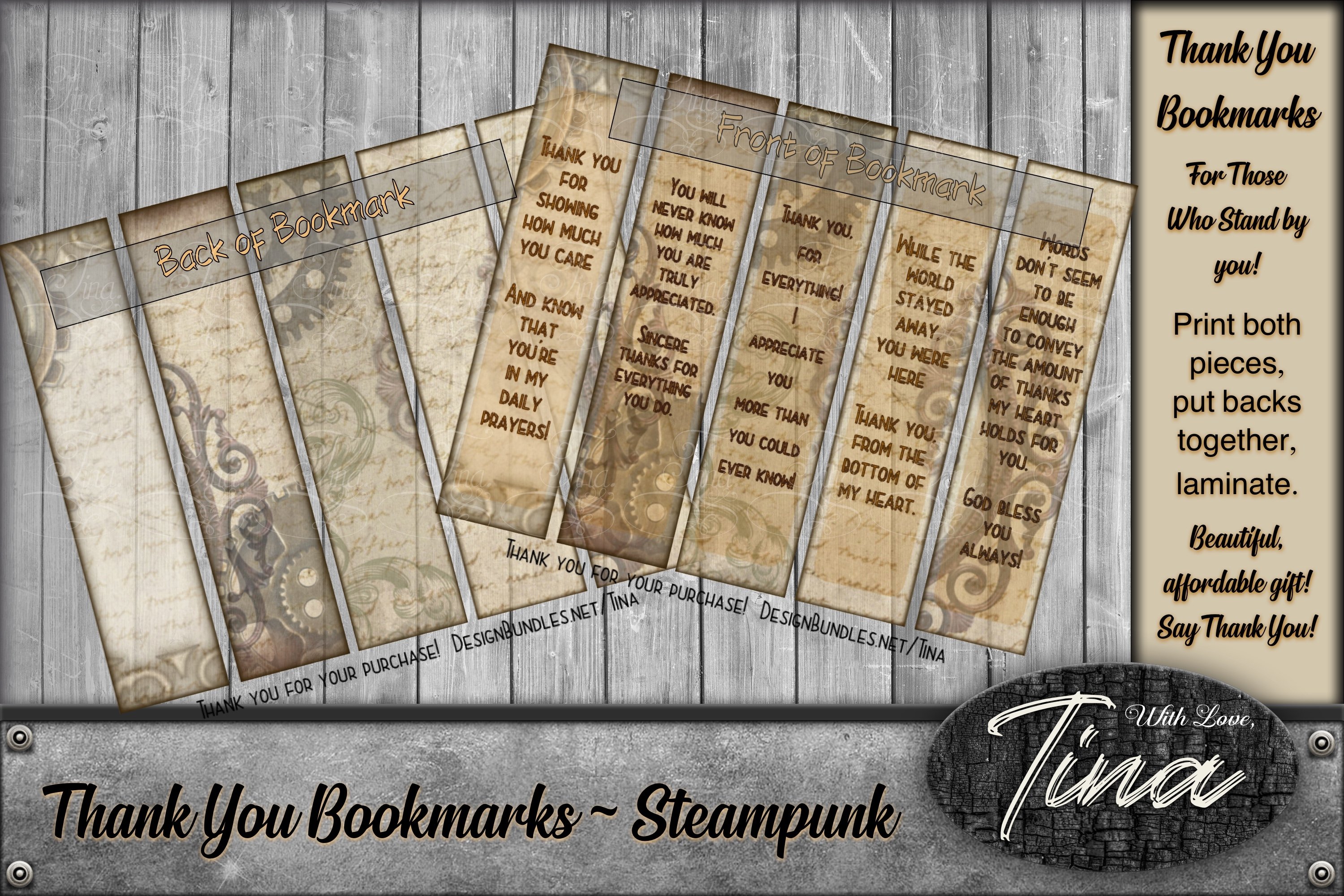 thank you gift bookmarks printable nurses workers steampunk 555013