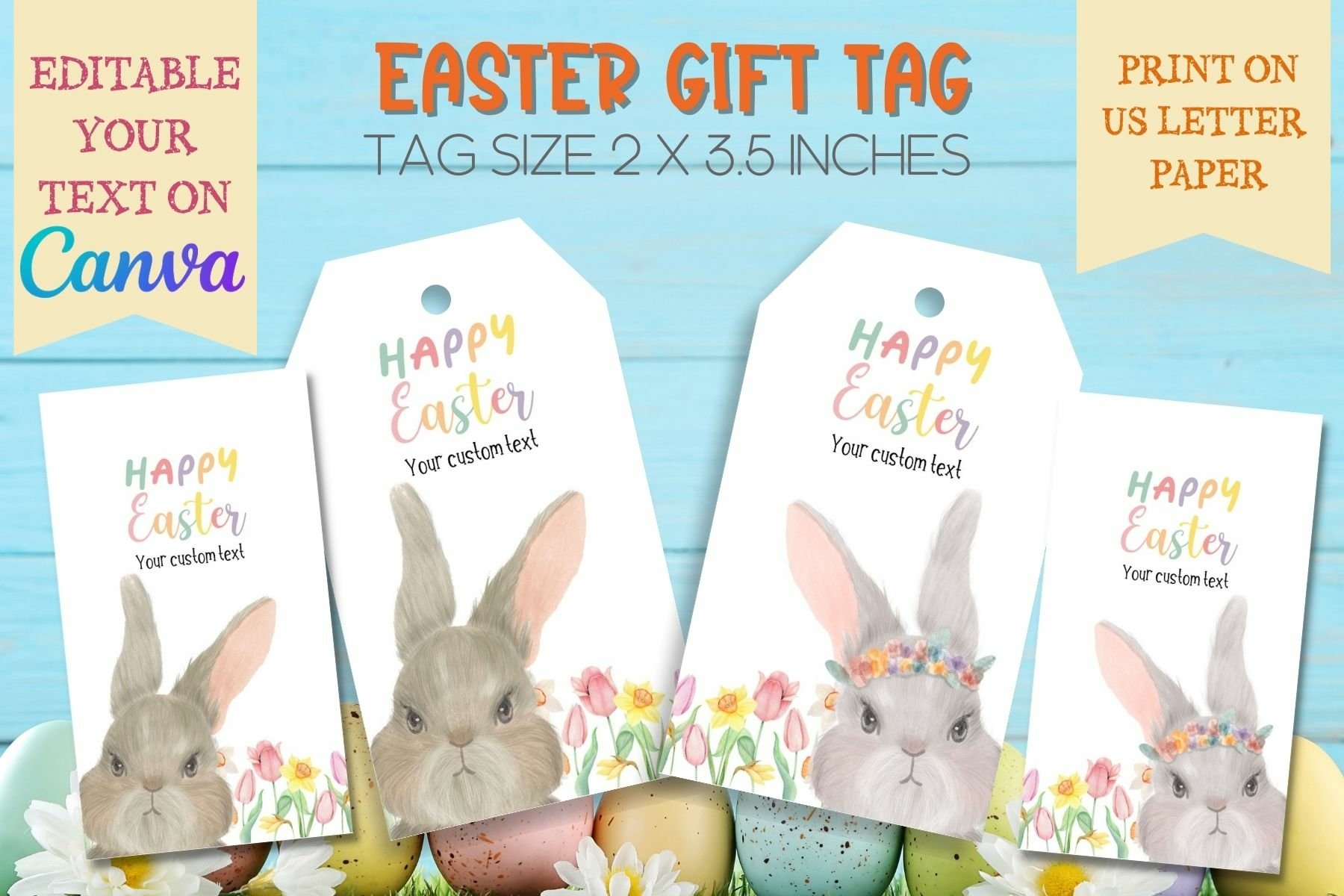 Editable gift tag, Easter Basket Gift Tag, Easter Treat Tag for Editable Easter Gift Tags Free Printable