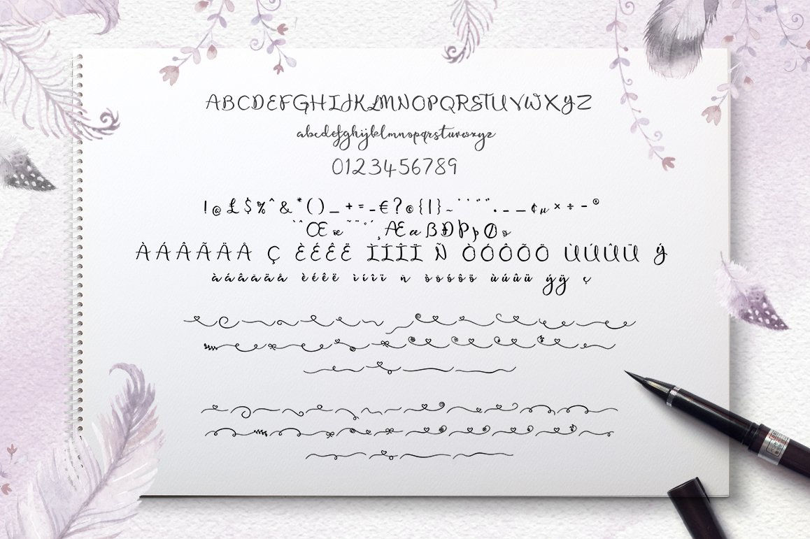 Featherly hand lettered (29415) Script Font Bundles