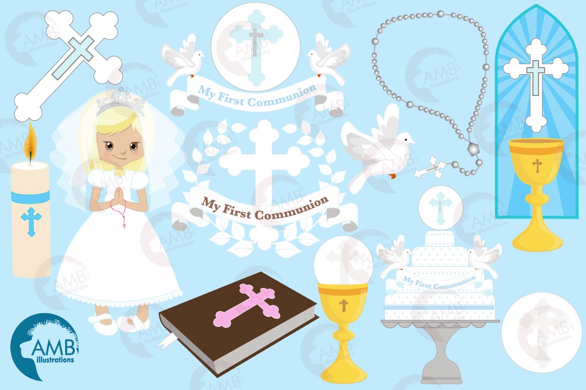 First Communion, religious clipart, graphics and illustrations AMB-1255