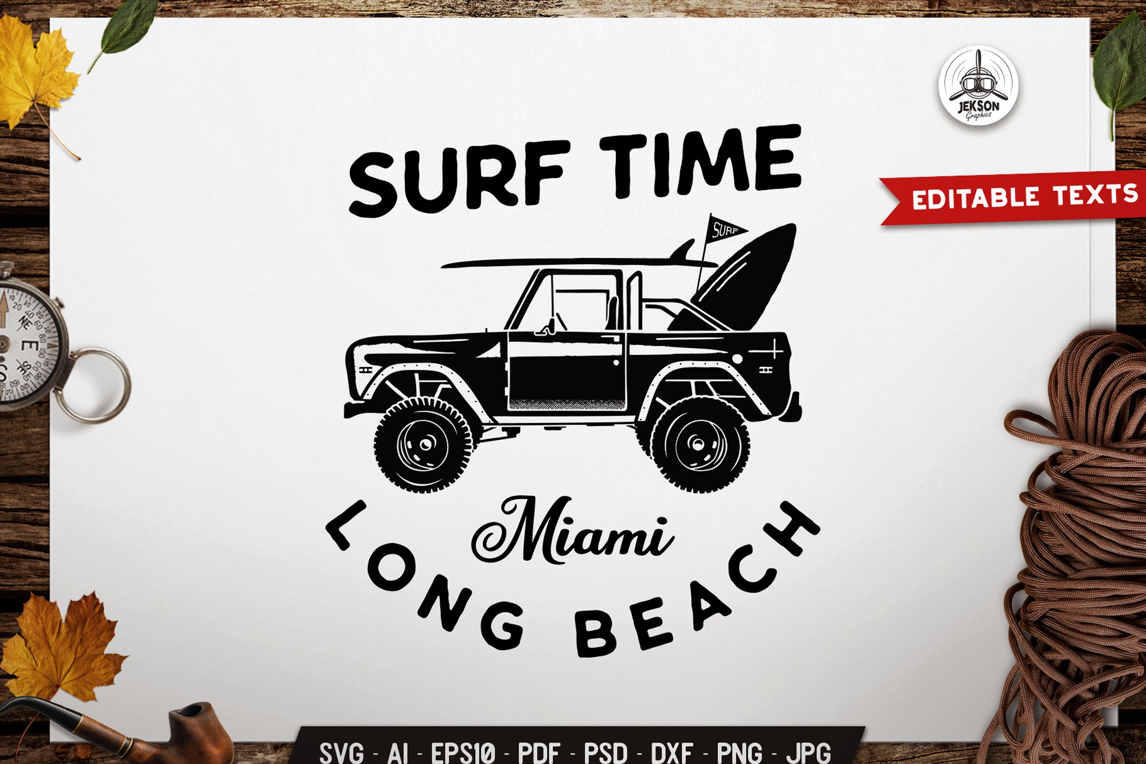 Surfing Logo Template Design Surfboard Badge Print SVG File (852710