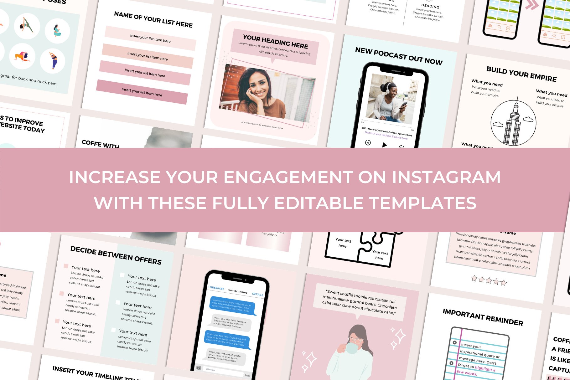 Instagram Canva Templates Engagement Viral Post Blush Teal (807686 ...