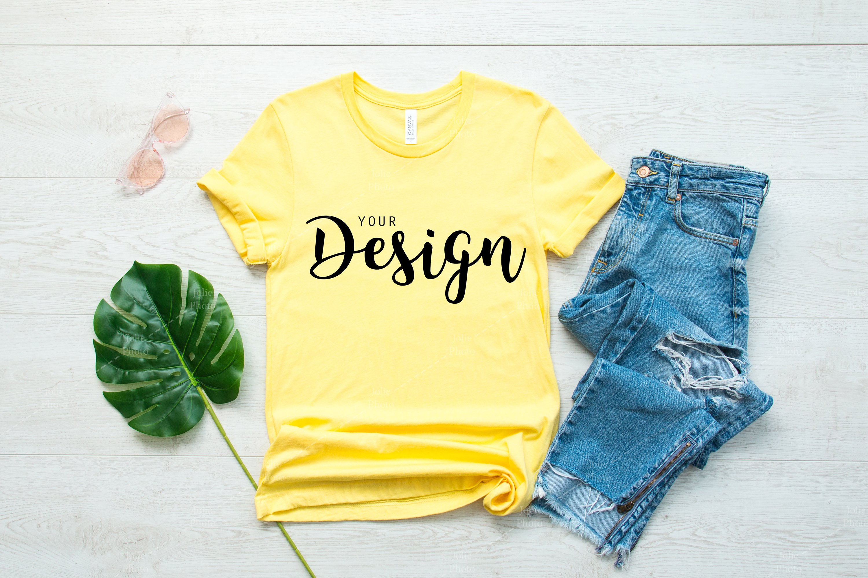 Download Bella Canvas 3001 Yellow T Shirt Mockup Unisex Tee Mock Up 742493 Clothing Design Bundles PSD Mockup Templates