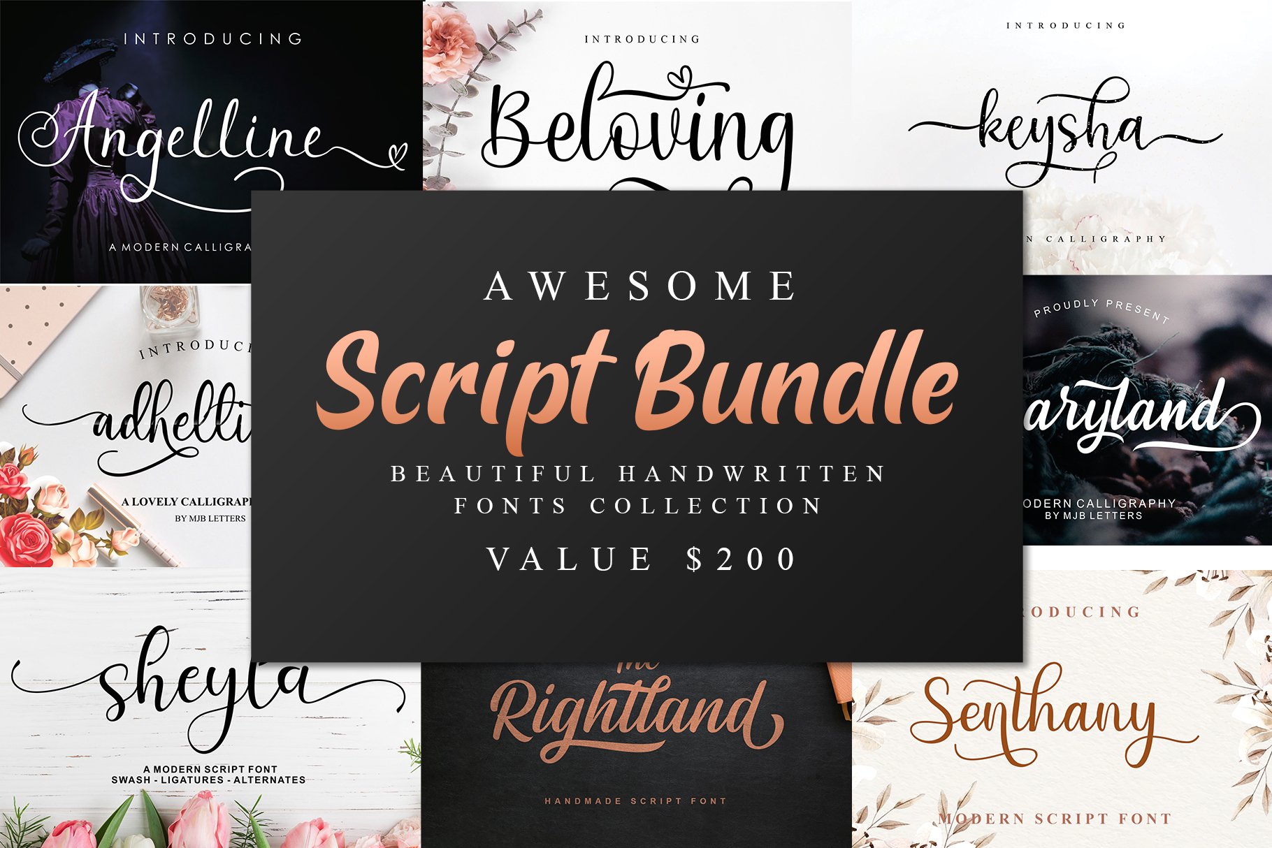 Awesome Script Bundle (488590) Calligraphy Font Bundles
