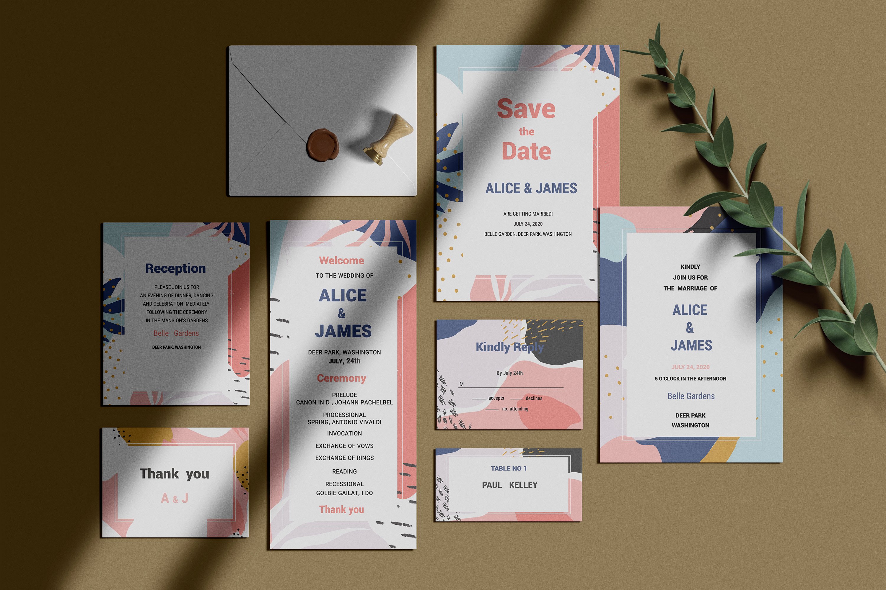 Wedding Invitation Suite Mockup (351086) | Mockups | Design Bundles