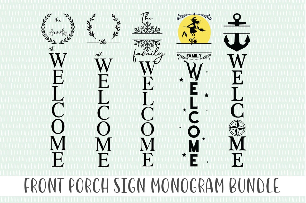 Download Monogram Front Porch Family Sign Bundle (848339) | Cut ...
