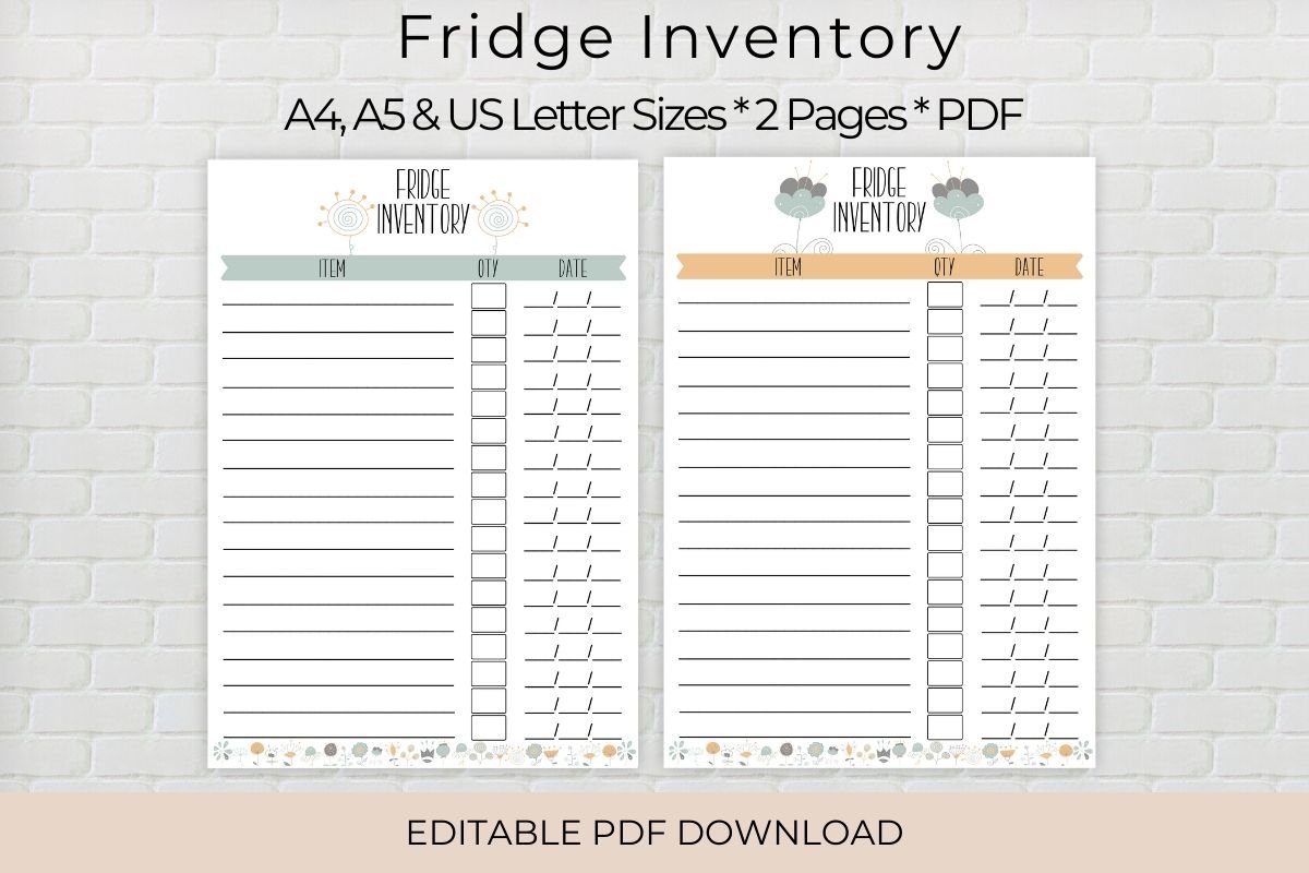 Fridge Inventory Printable, Editable Fridge Planner (564080) | Digital ...
