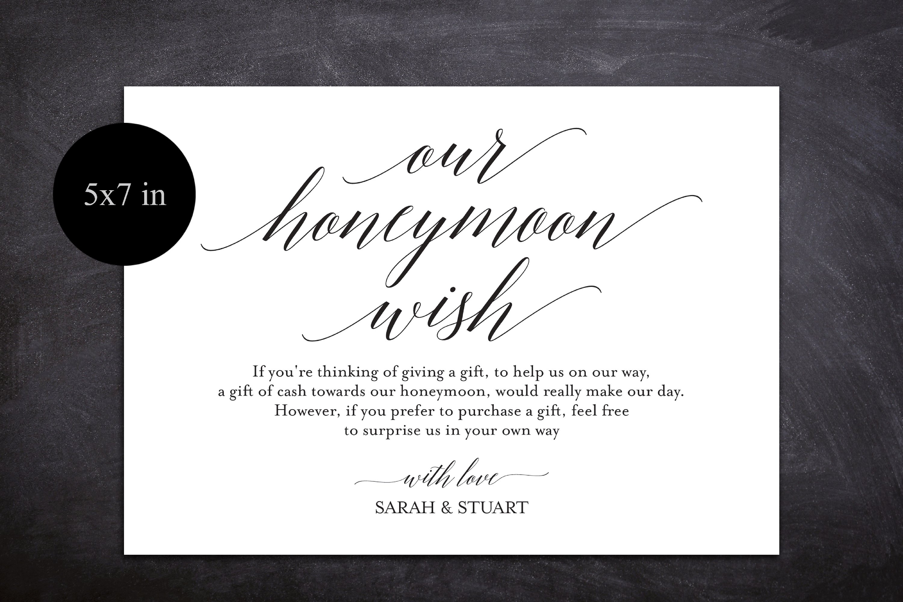 Honeymoon Wish PDF card template, instant download printable (355740 ...