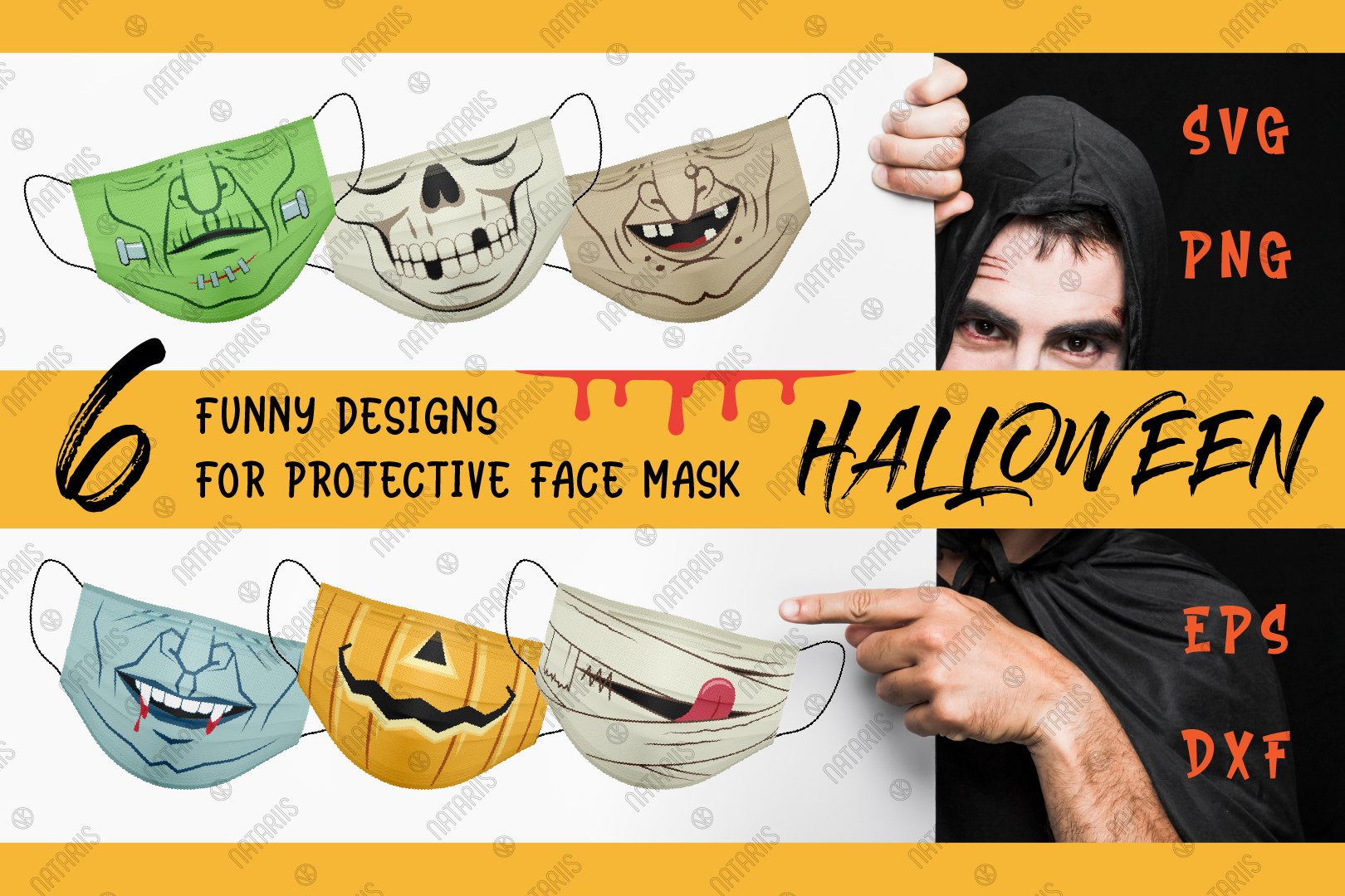 Download Svg Bundle 6 Funny Halloween Designs For Face Mask 788937 Cut Files Design Bundles