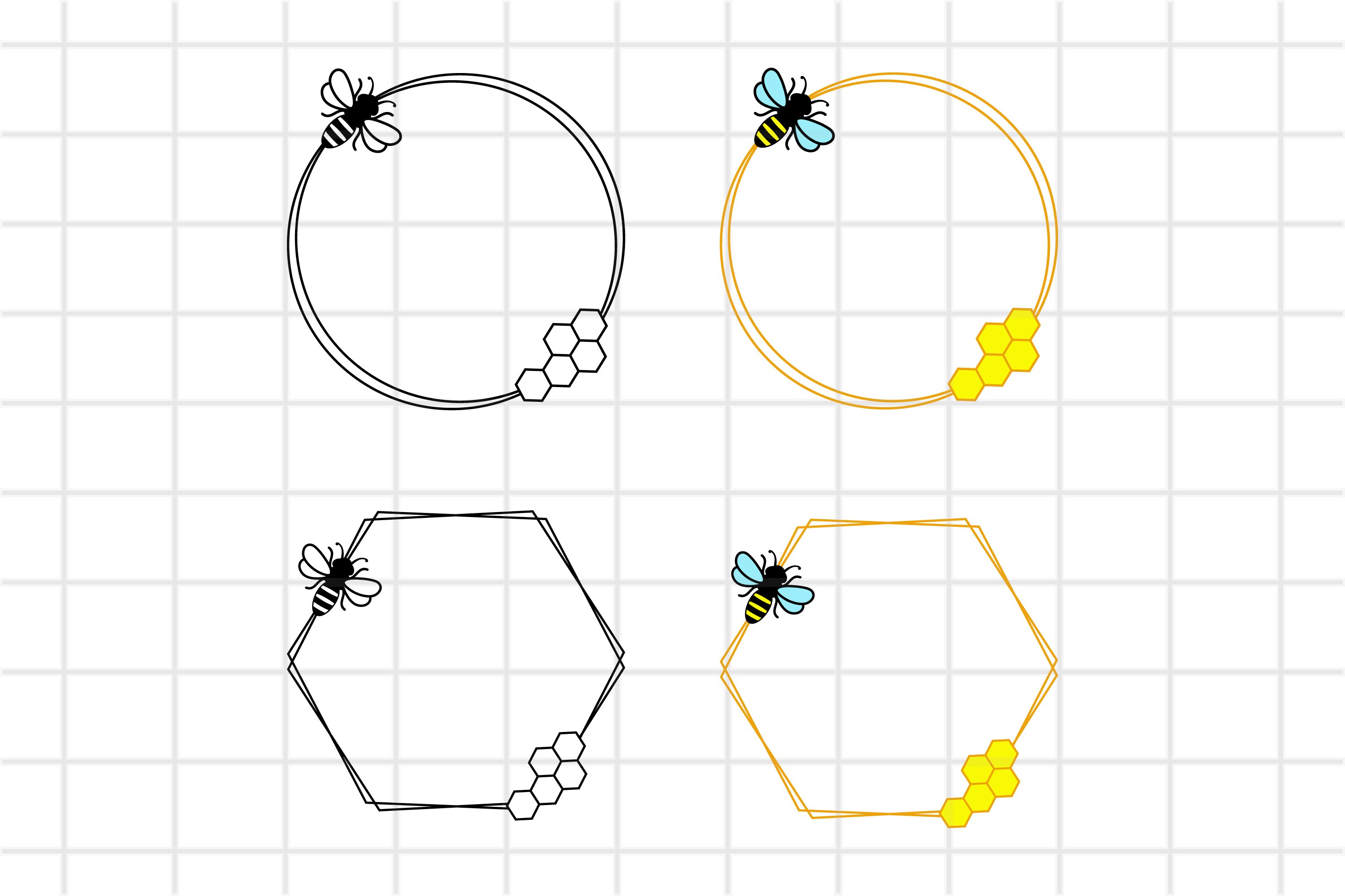 Embellishments Papercraft Bumble Bee Frame SVG Hexagon frame svg